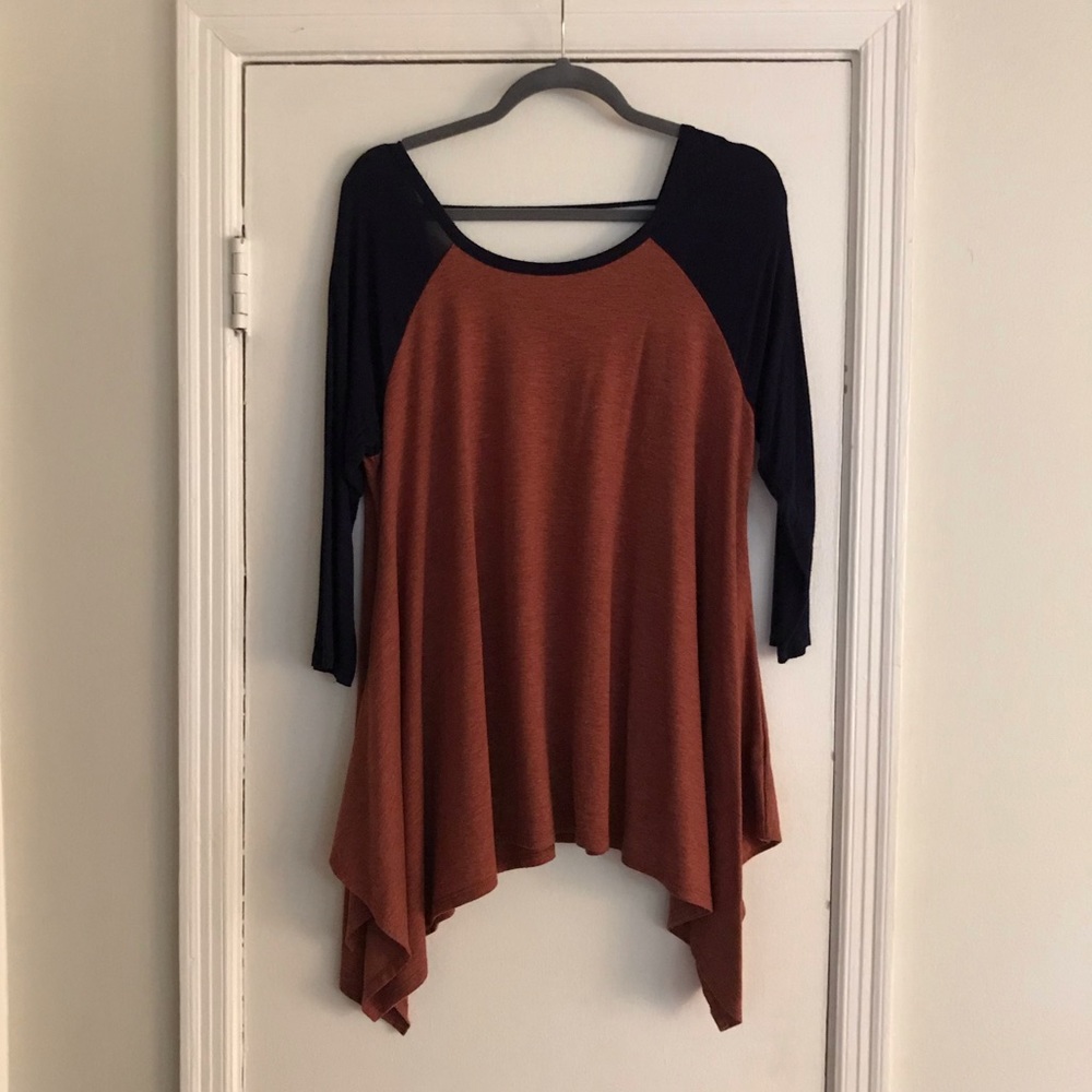 Orange and blue top from the Pant Store